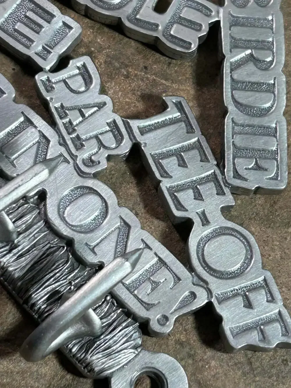Golfers wall Key Hook Silver tone metal Golf terms tees,Eagle,PAR Birdie, FORE!